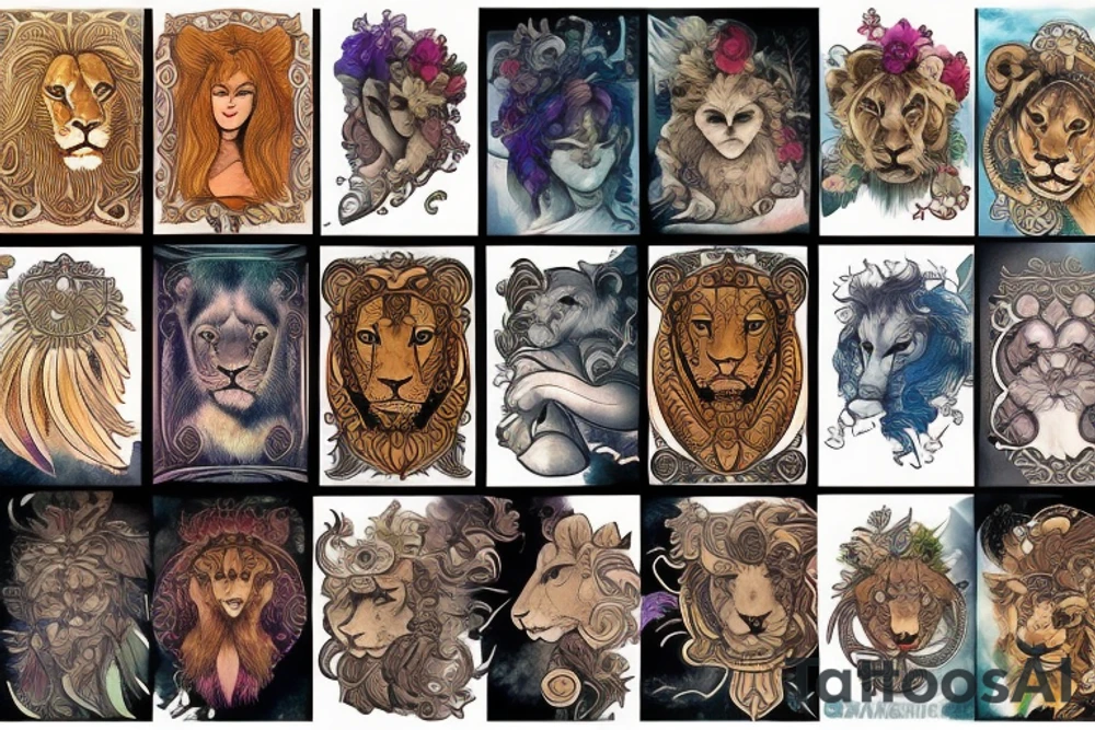 Lion zodiac tattoo idea