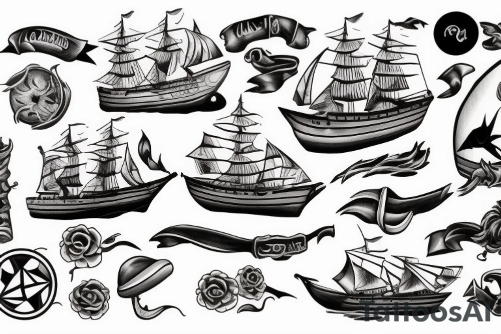 Burning ship tattoo idea