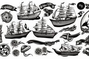 Burning ship tattoo idea