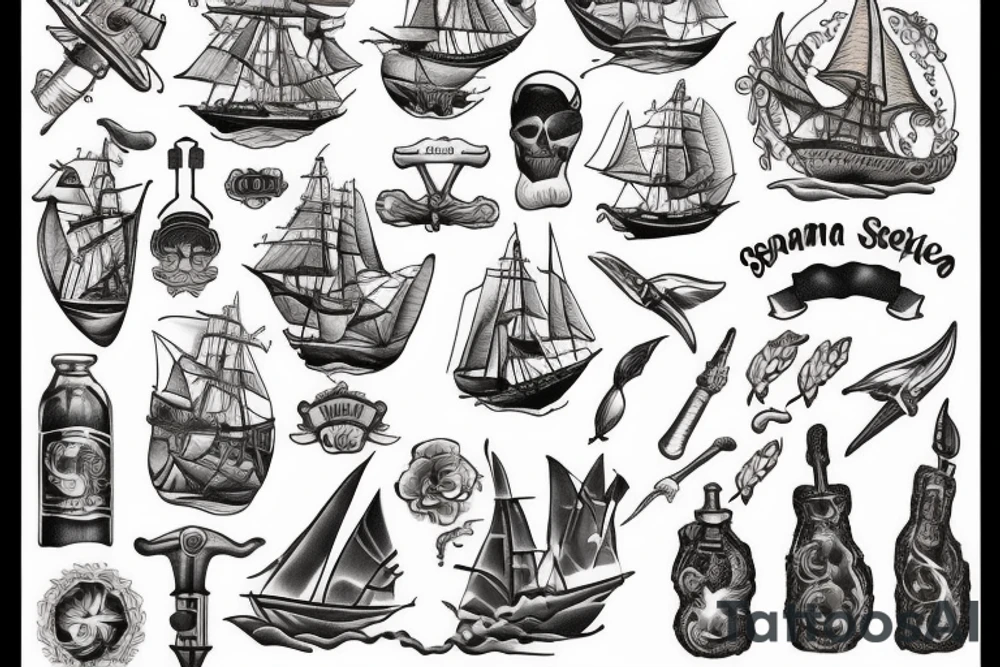 Spanish ship on fire tattoo idea