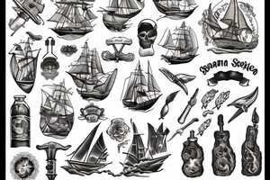 Spanish ship on fire tattoo idea
