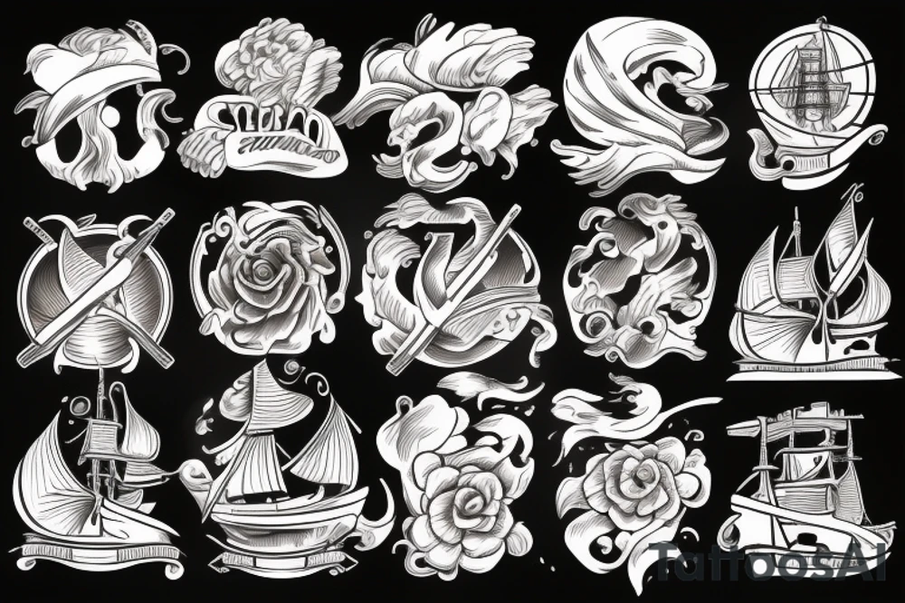 Spanish ship on fire tattoo idea