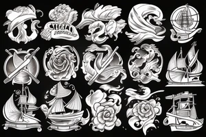 Spanish ship on fire tattoo idea