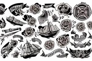 Spanish ship on fire tattoo idea
