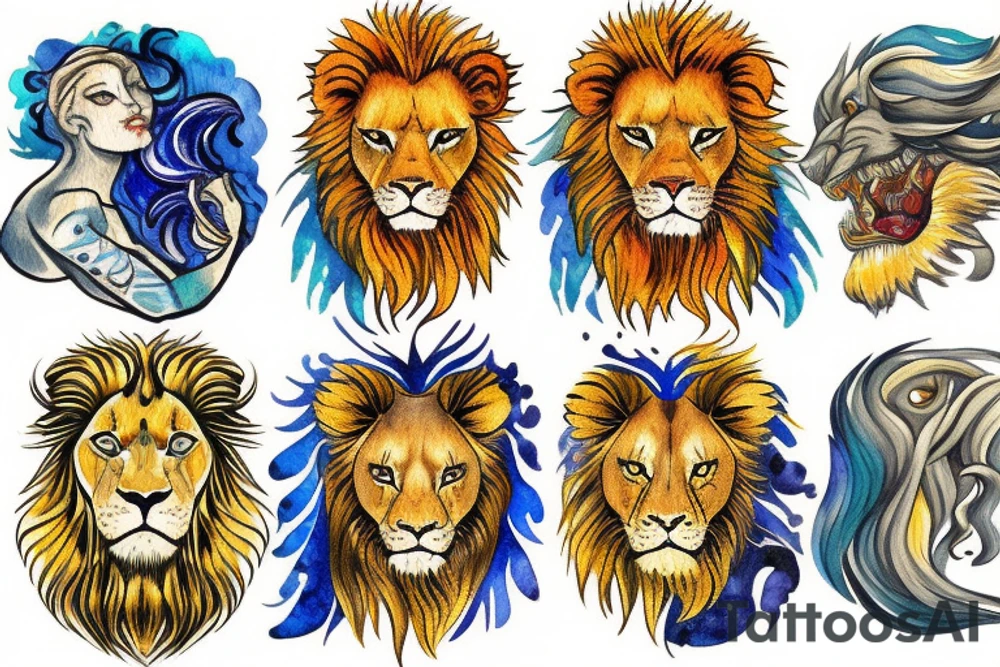 Lion zodiac tattoo idea