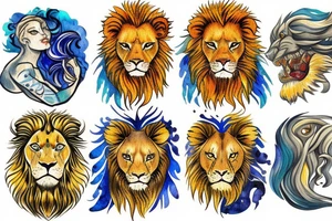 Lion zodiac tattoo idea
