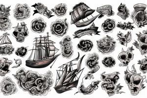 Spanish ship on fire tattoo idea