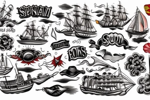 Spanish ship on fire tattoo idea