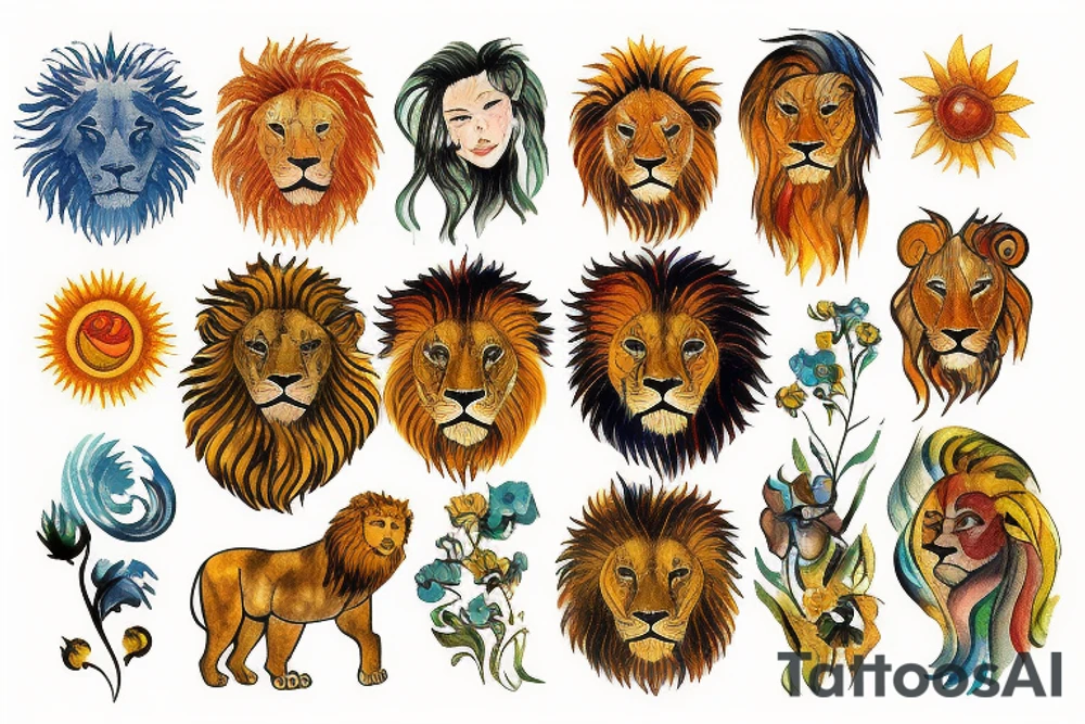 Lion sun tattoo idea