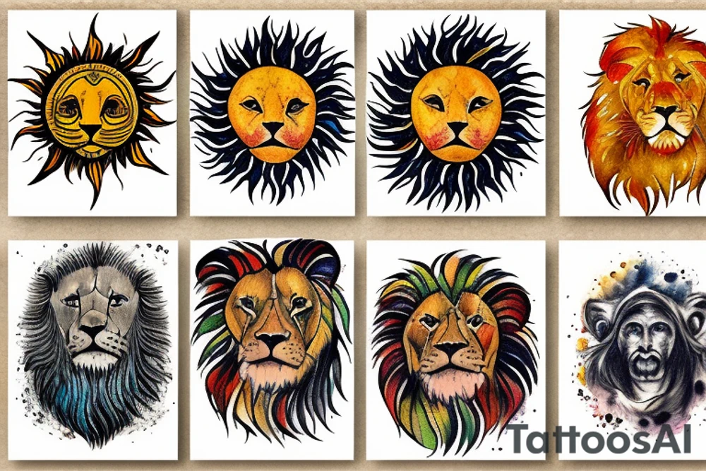 Lion sun tattoo idea