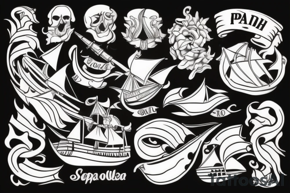 Spanish ship on fire tattoo idea
