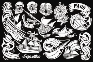 Spanish ship on fire tattoo idea