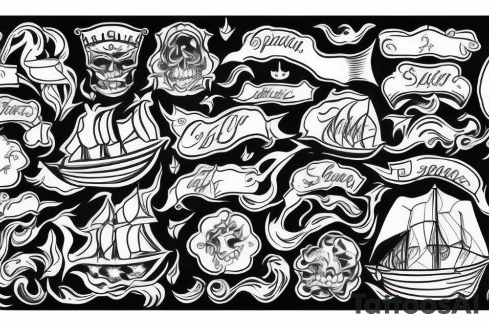 Spanish ship on fire tattoo idea