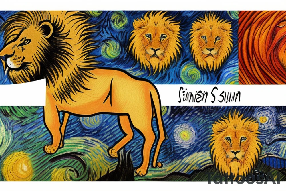 Lion sun tattoo idea