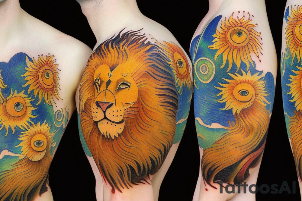 Lion sun tattoo idea