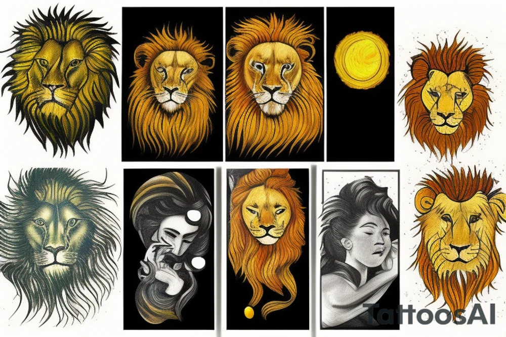 Lion sun tattoo idea
