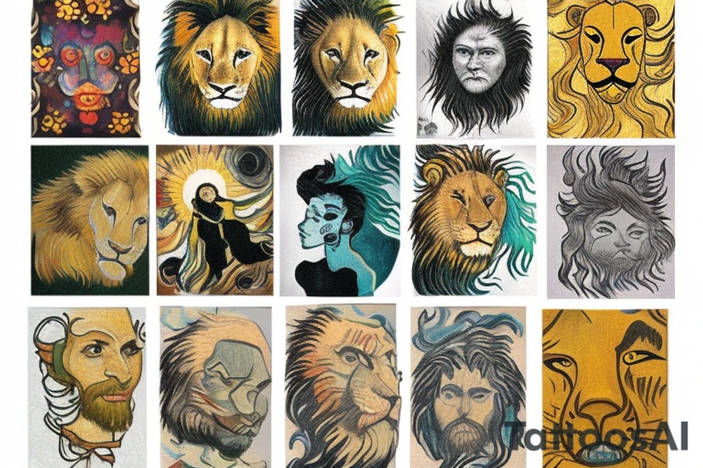 Lion sun tattoo idea