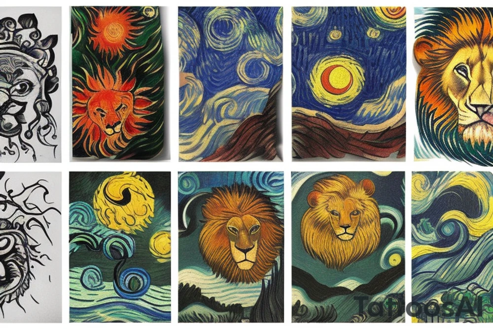 Lion sun tattoo idea