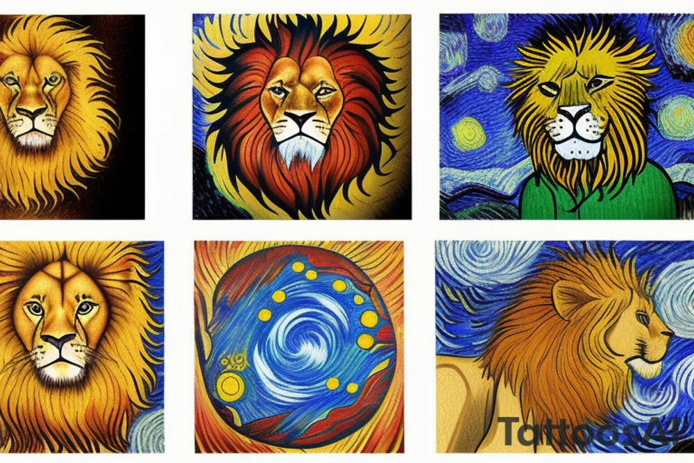 Lion sun tattoo idea