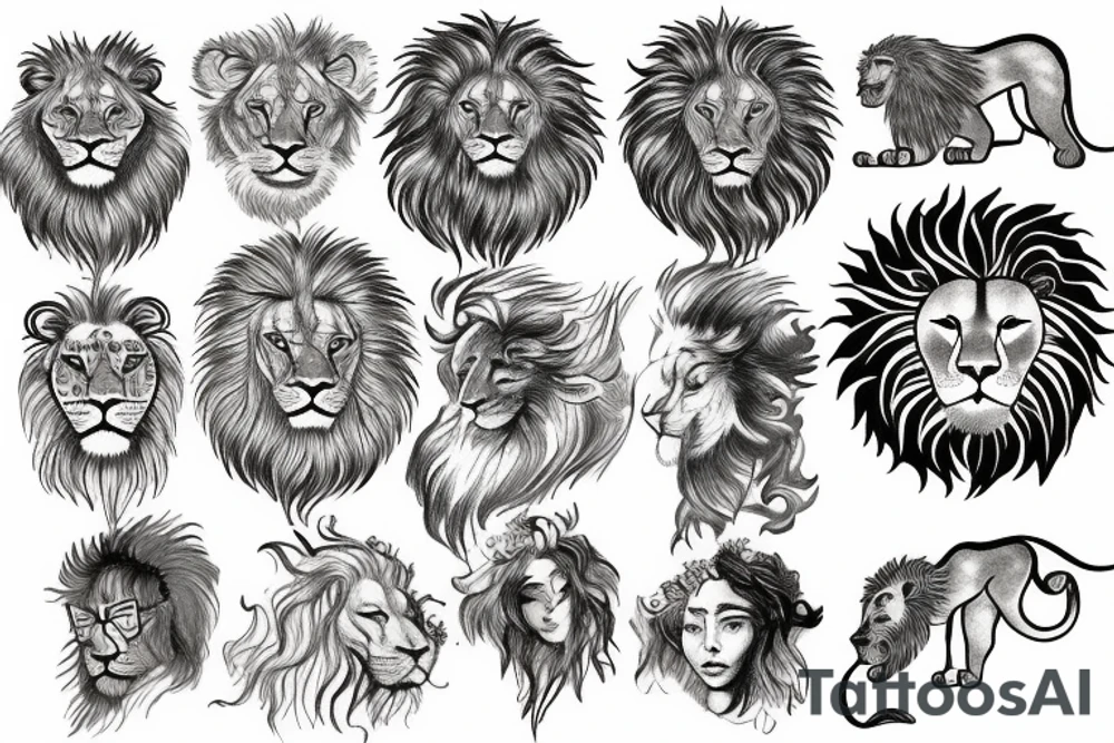 Lion sun tattoo idea