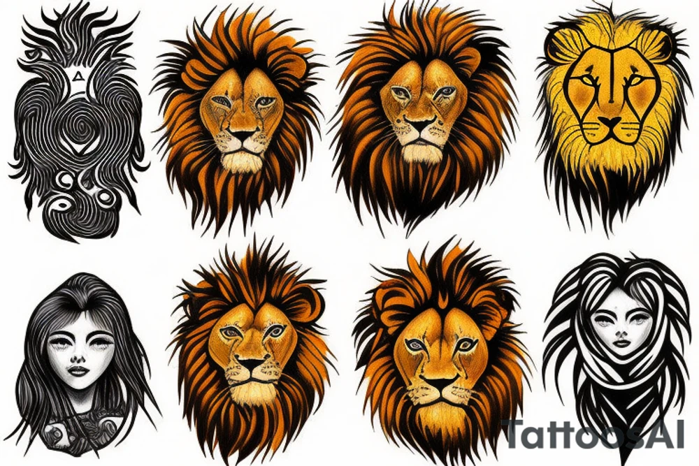 Lion sun tattoo idea