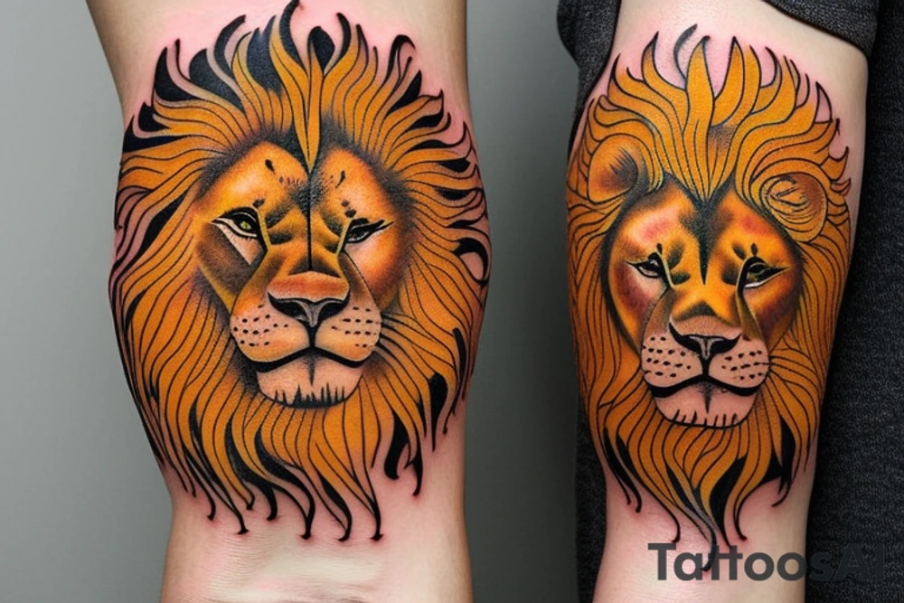 Lion sun tattoo idea