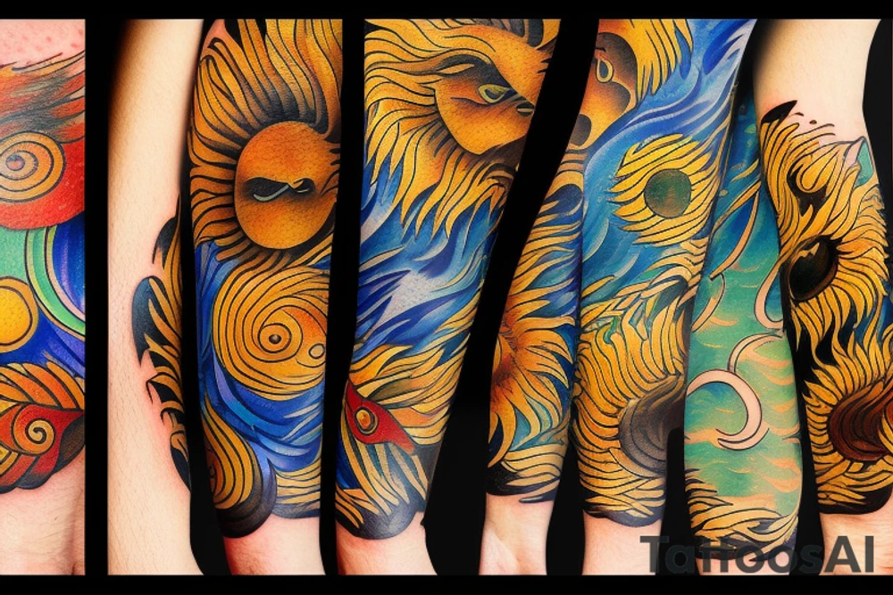 Lion sun tattoo idea
