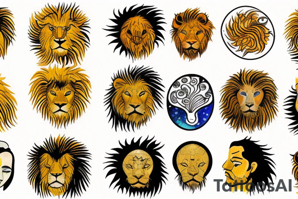 Lion sun tattoo idea