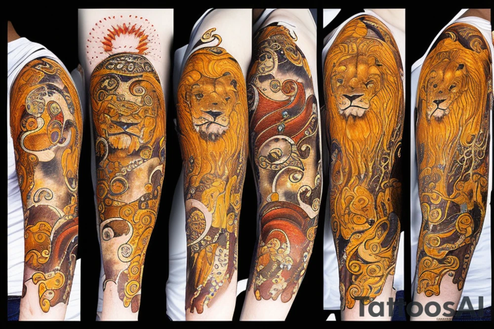 Lion sun tattoo idea