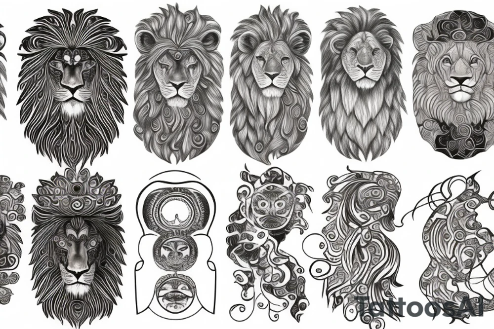 Lion sun tattoo idea