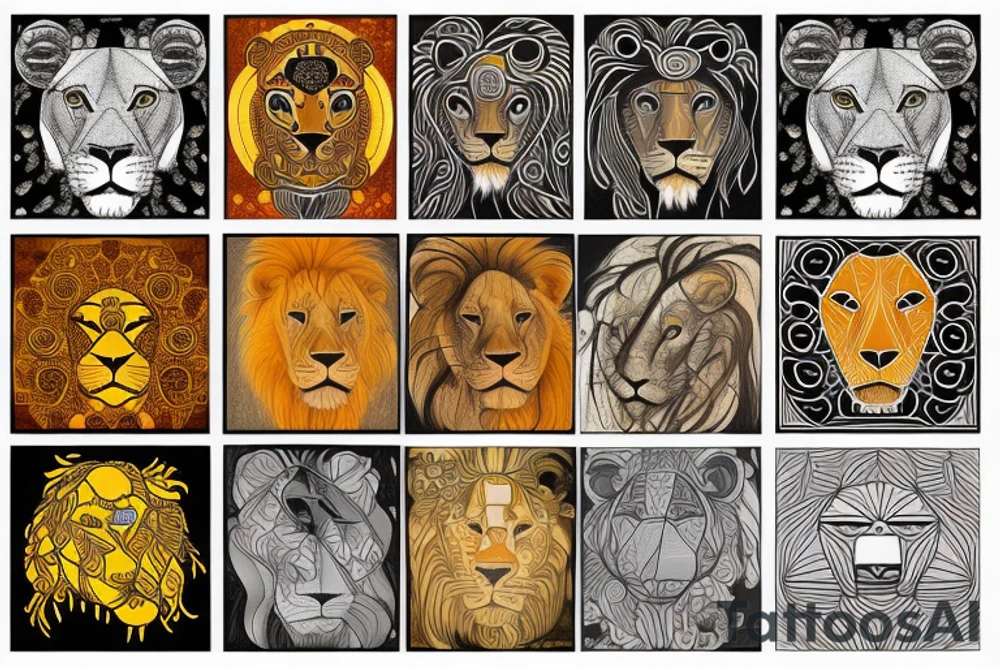 Lion sun tattoo idea