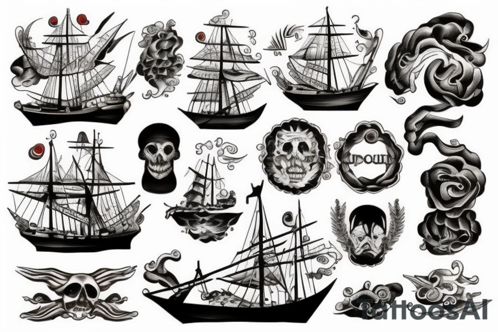 Spanish ship on fire tattoo idea