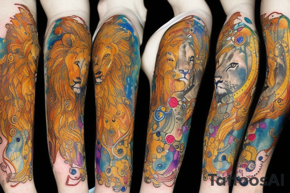 Lion sun tattoo idea