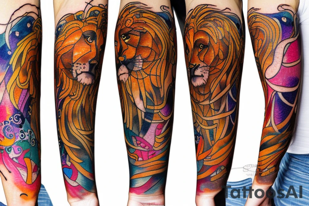 Lion sun tattoo idea