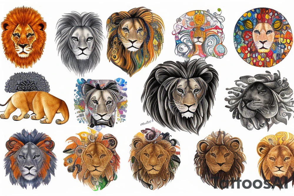 Lion sun tattoo idea