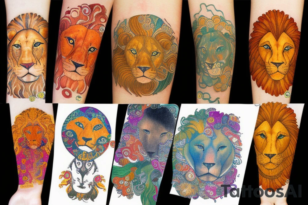 Lion sun tattoo idea