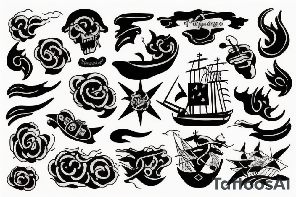 Spanish ship on fire tattoo idea
