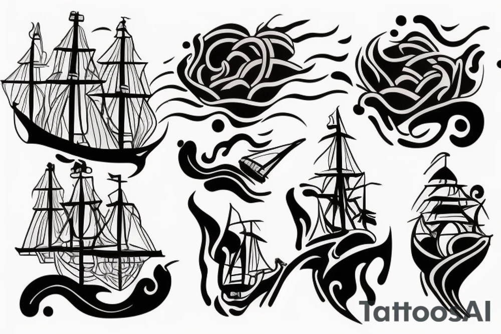 Spanish ship on fire tattoo idea