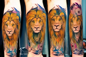 Lion twins ram tattoo idea