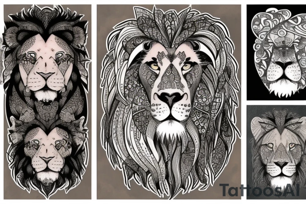 Lion twins ram tattoo idea