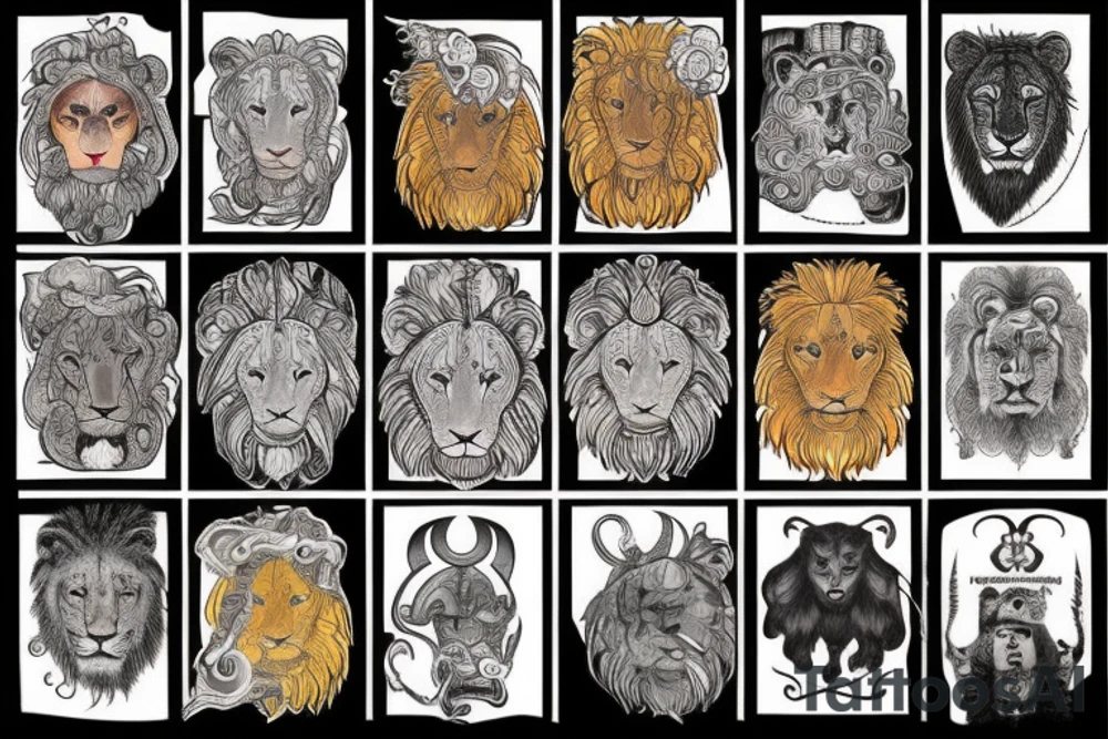 Lion twins ram tattoo idea