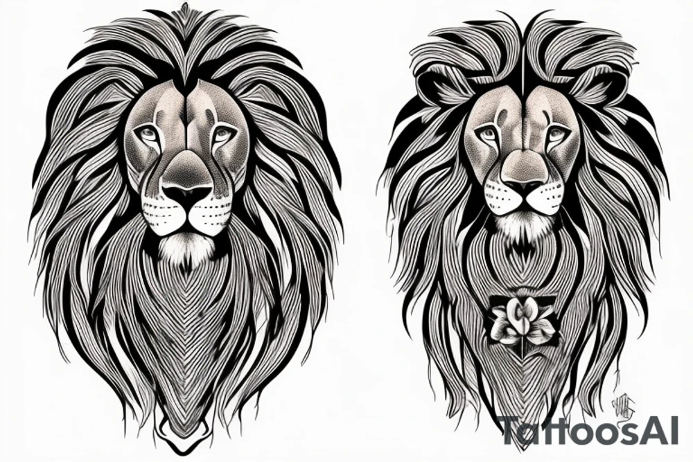 Lion twins ram tattoo idea