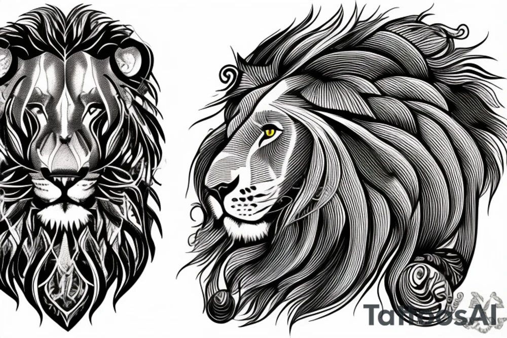 Lion twins ram tattoo idea