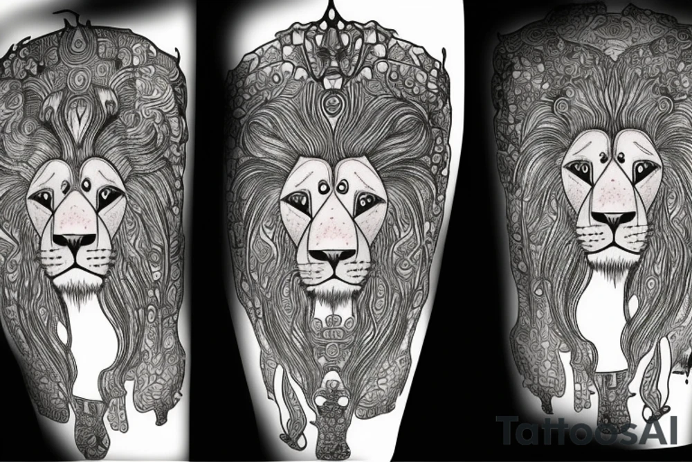 Lion twins ram tattoo idea