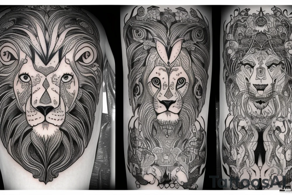 Lion twins ram tattoo idea