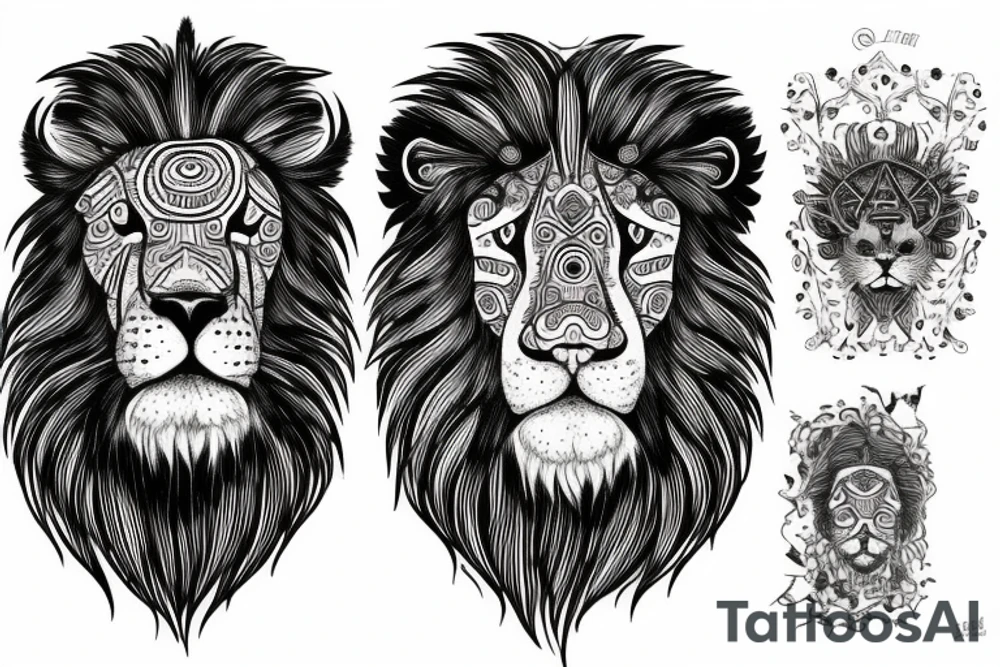 Lion twins ram tattoo idea