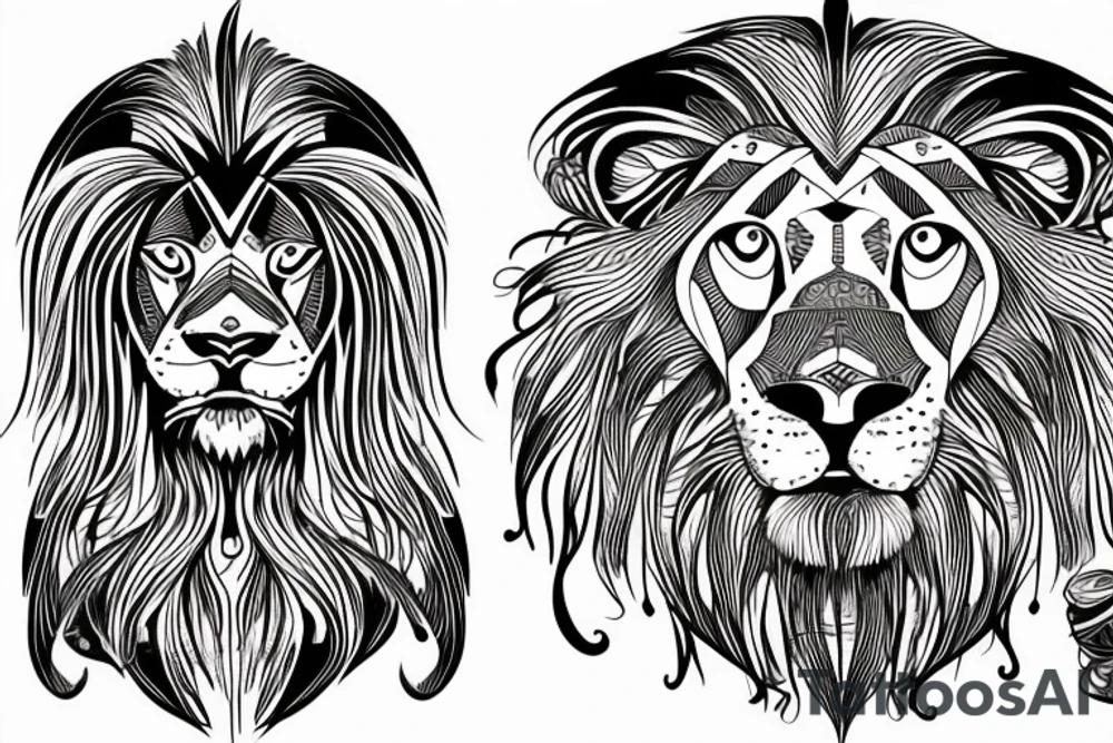 Lion twins ram tattoo idea