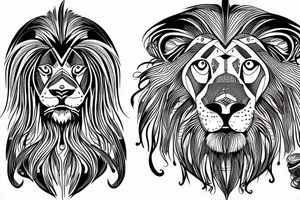 Lion twins ram tattoo idea