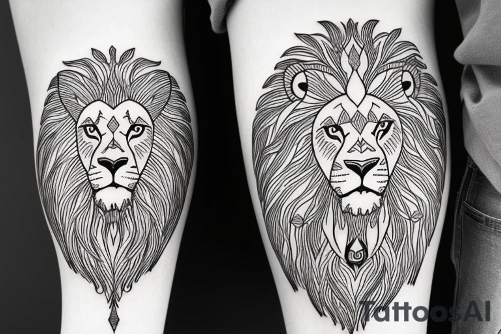 Lion twins ram tattoo idea