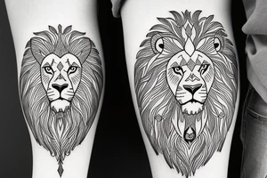 Lion twins ram tattoo idea
